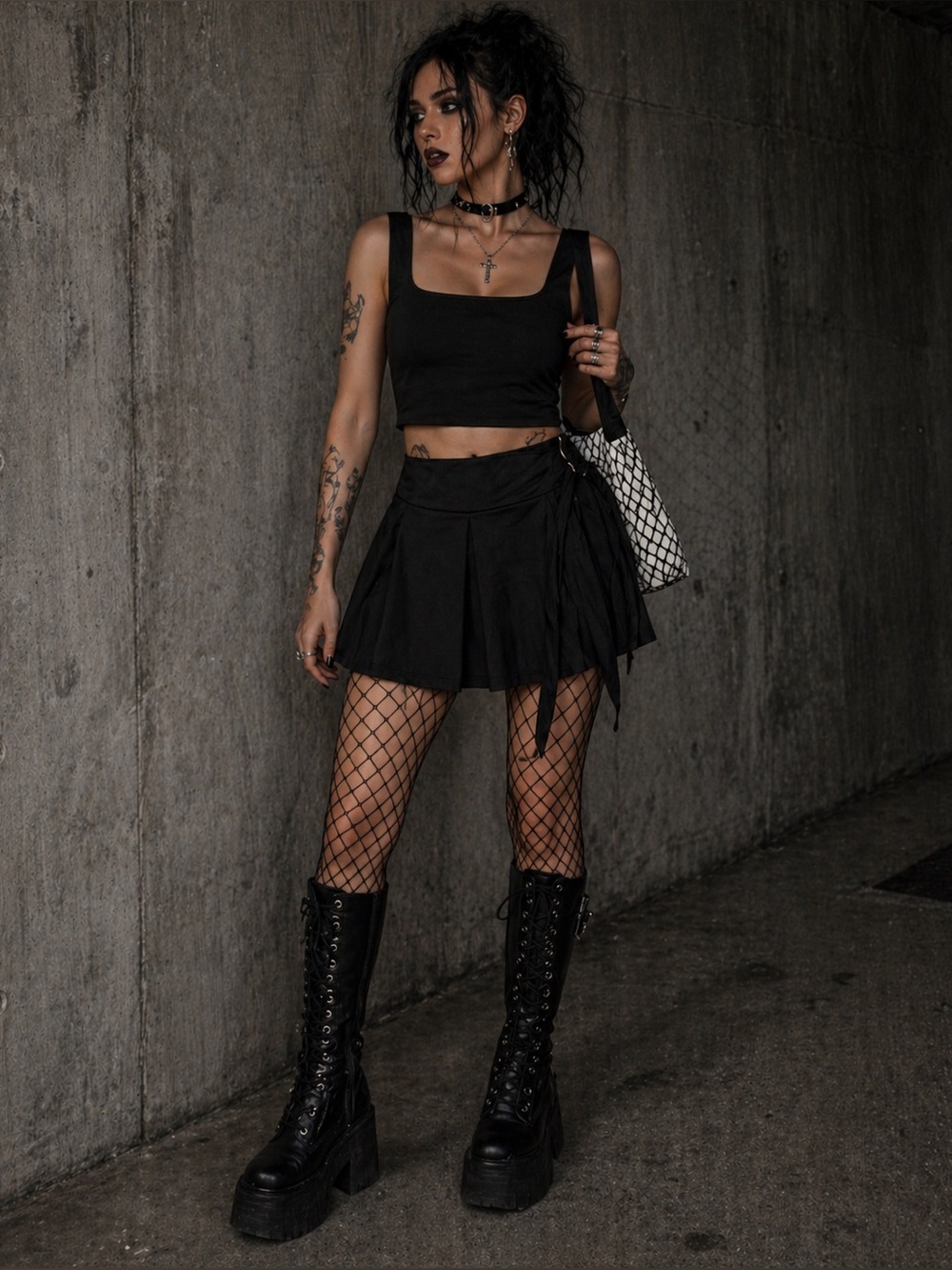 Women’s Black Two-Piece Skirt Set with Tie Waist